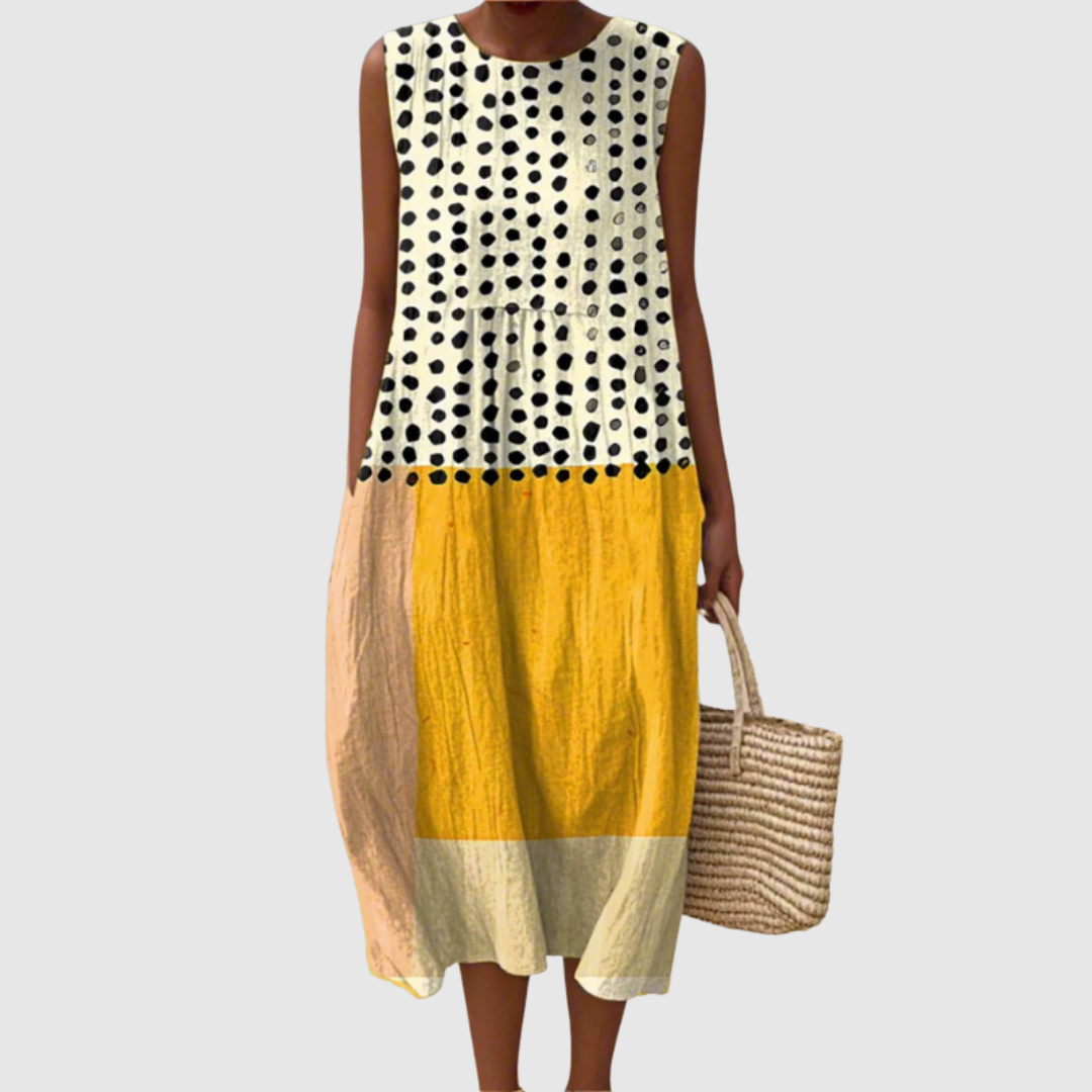 Juniper™ | Polka Colorblock Midi Dress