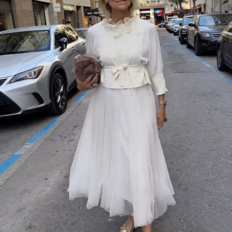 🌸Two-piece set consisting of a women's long-sleeved knit top and a sleeveless dress