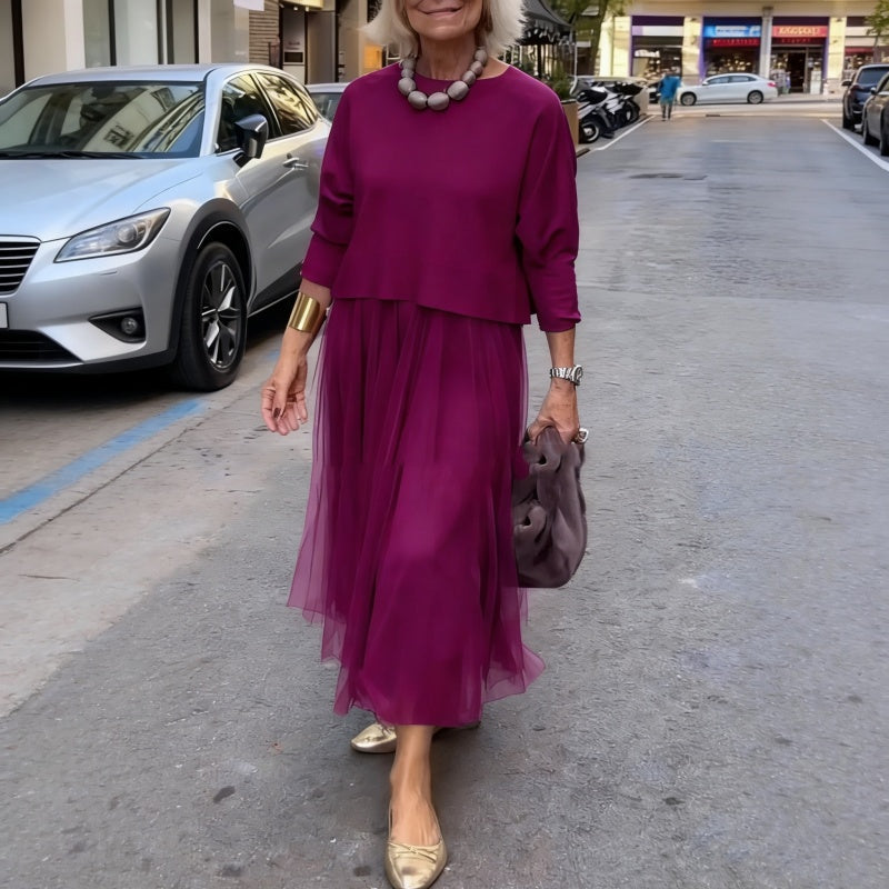 🌸Two-piece set consisting of a women's long-sleeved knit top and a sleeveless dress